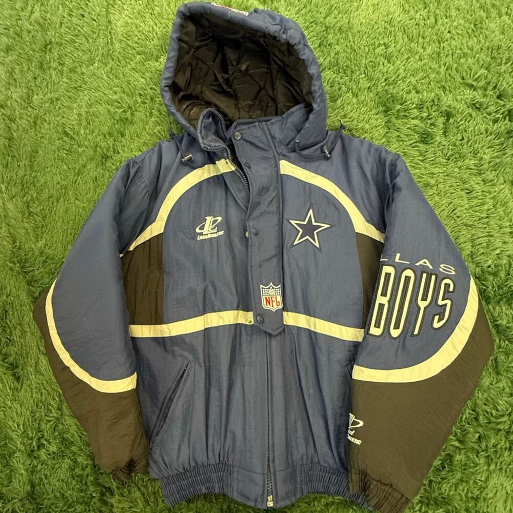 90s Dallas Cowboys Heavy Duty Puffer Style Jacket w/ Hood Sz Medium Vintage